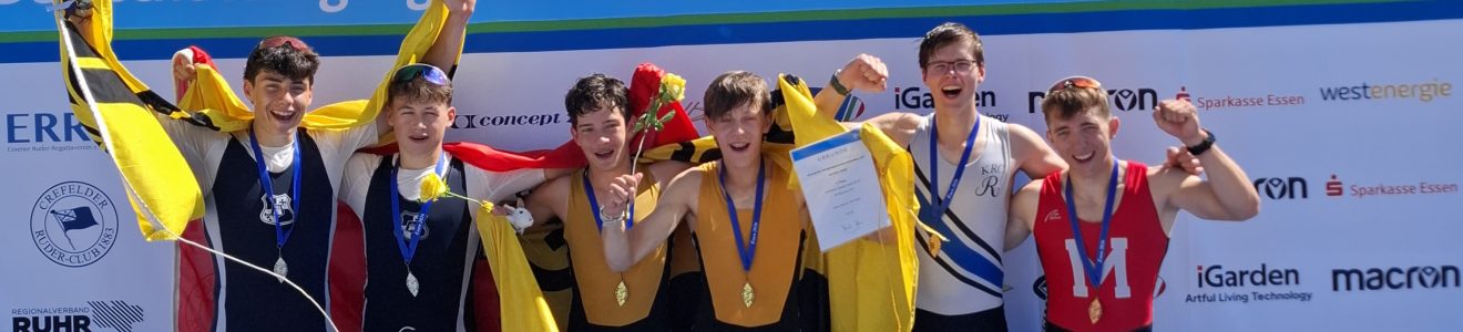 Ruder-Club Bergedorf gewinnt Gold und Silber auf den Deutschen Jahrgangsmeisterschaften 2026 in Krefeld